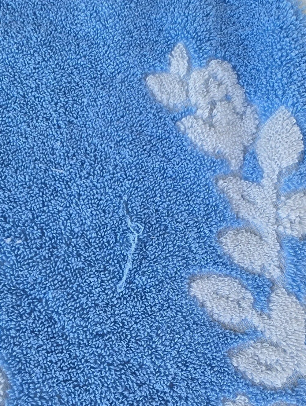 Cannon Royal Family Blue/White Floral Textured Cotton Bath Towel